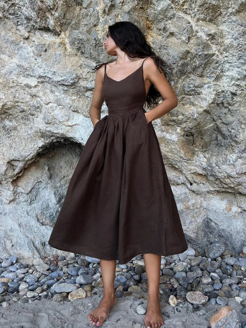 Elegant Backless V-Neck Maxi Dress for Women - Image 39