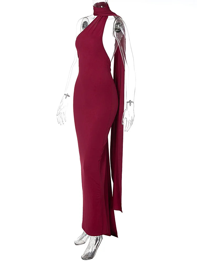 Elegant One Shoulder Maxi Dress - Sexy Backless Design - Image 53