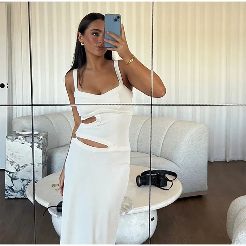 Elegant Sleeveless Hollow Out Maxi Dress for Women - Image 13