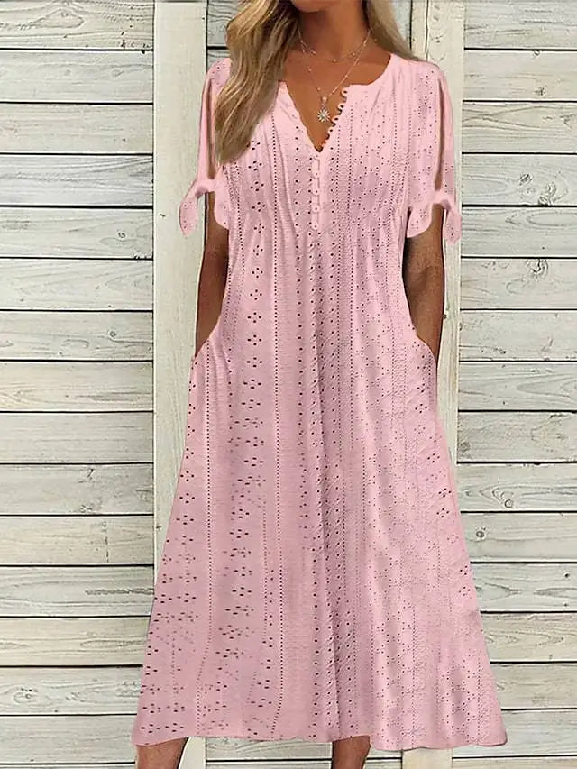 Summer Women's Sexy V-Neck Lace-Up Mid-Length Dress - Image 2