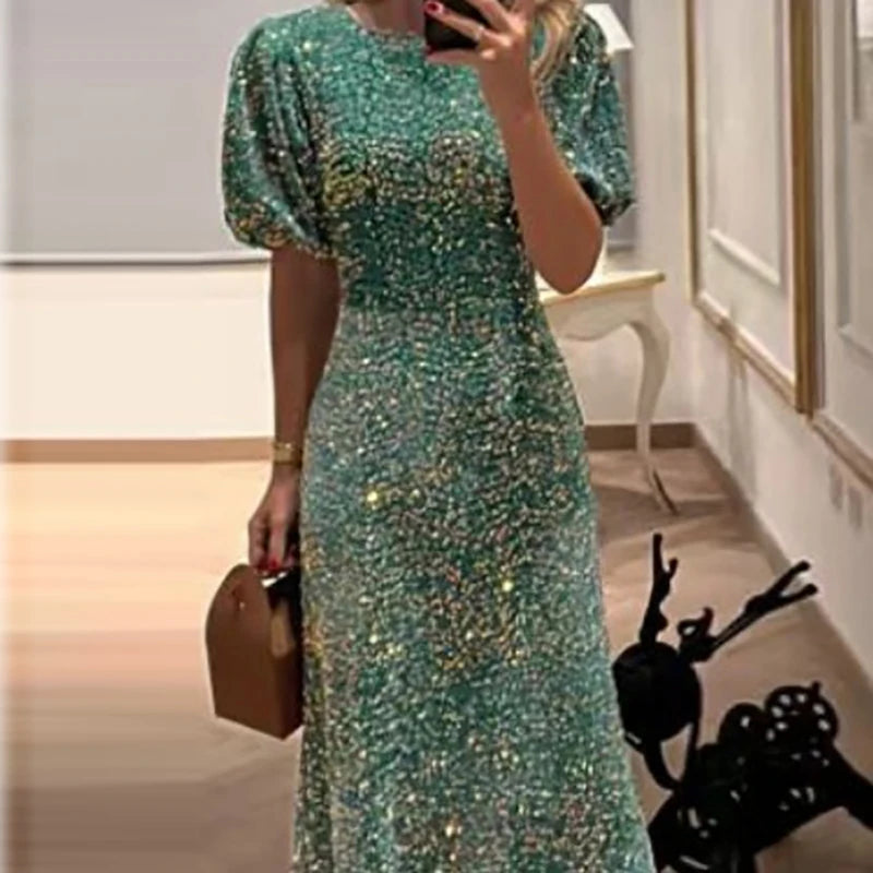 Chic Puff Sleeve Sequins Bodycon Dress for Parties - Image 5