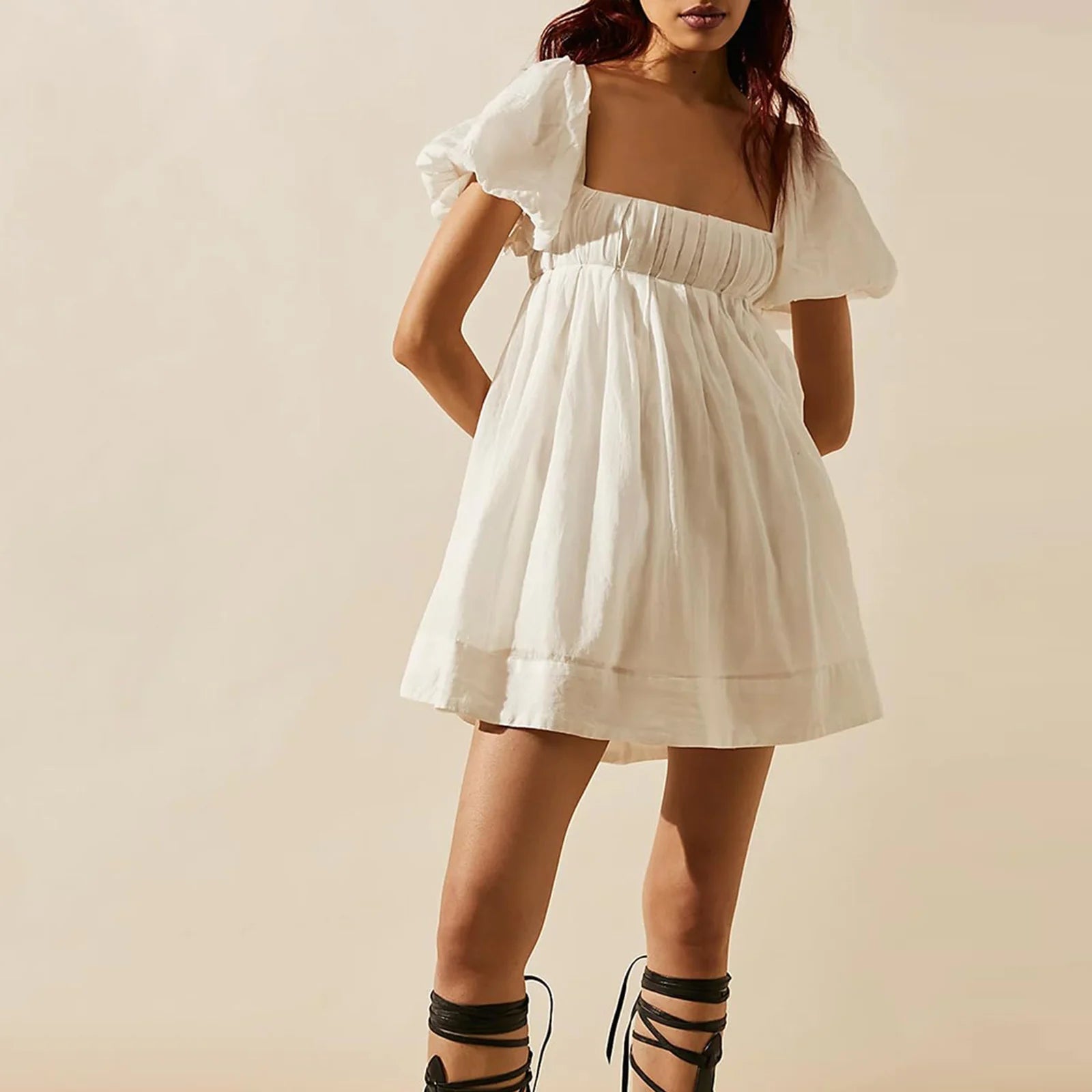 Chic Women's Summer Babydoll Puff Sleeve Dress - Image 4