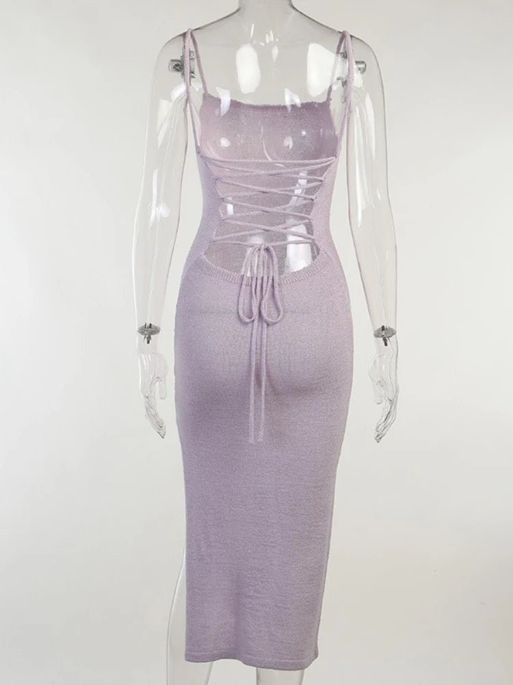 Women’s Sexy Backless Summer Knitted Sling Dress - Image 29