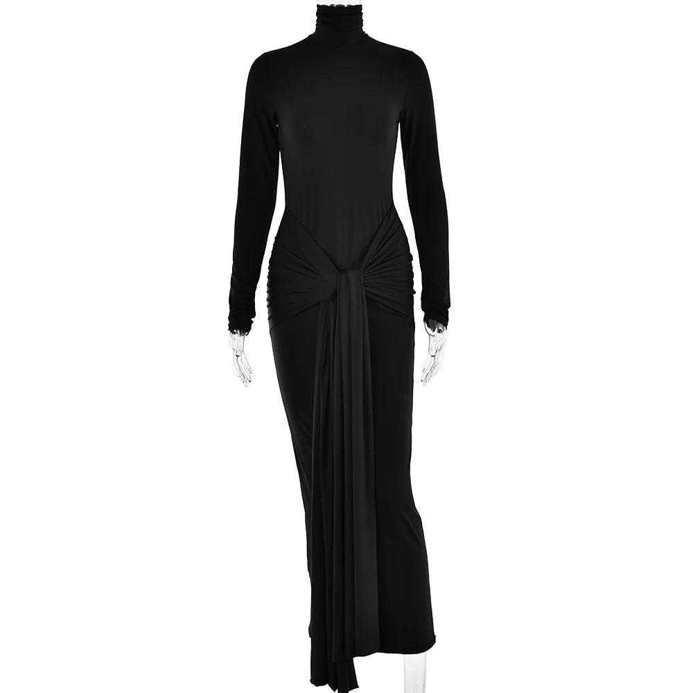 Elegant High Neck Bodycon Maxi Dress for Women - Image 17
