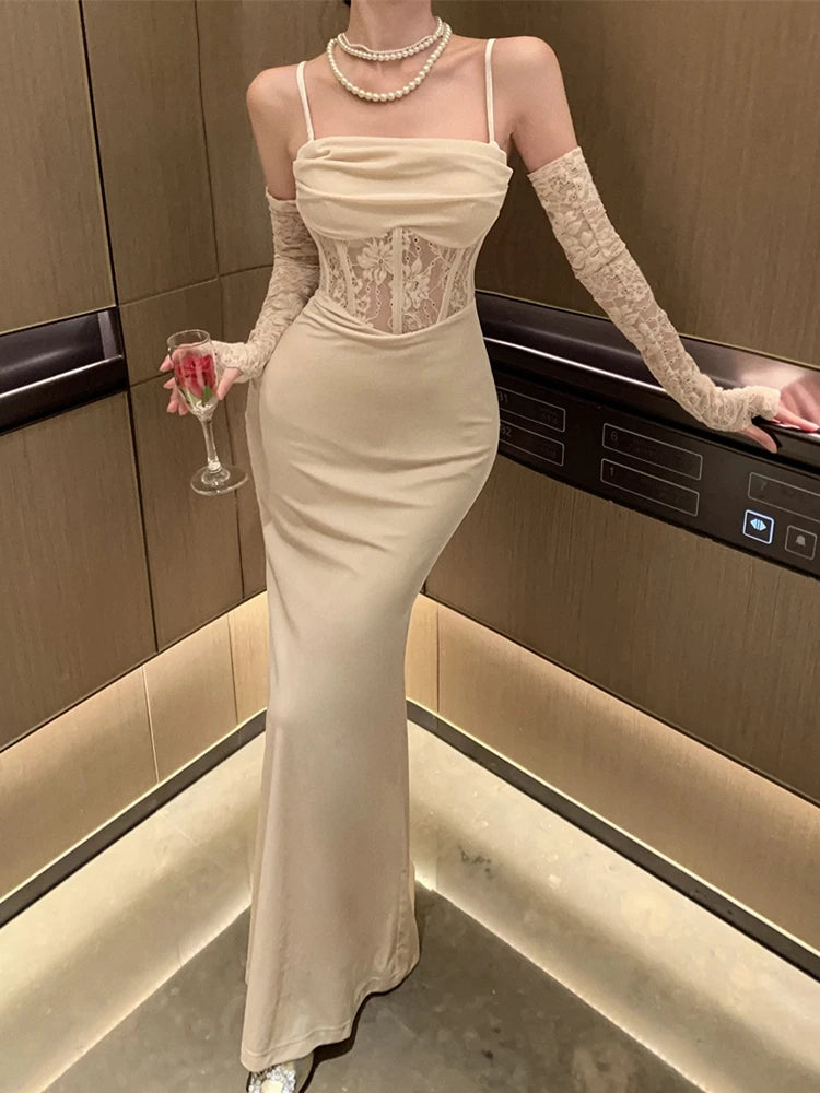 Elegant Spaghetti Strap Bodycon Slim Dress for Women