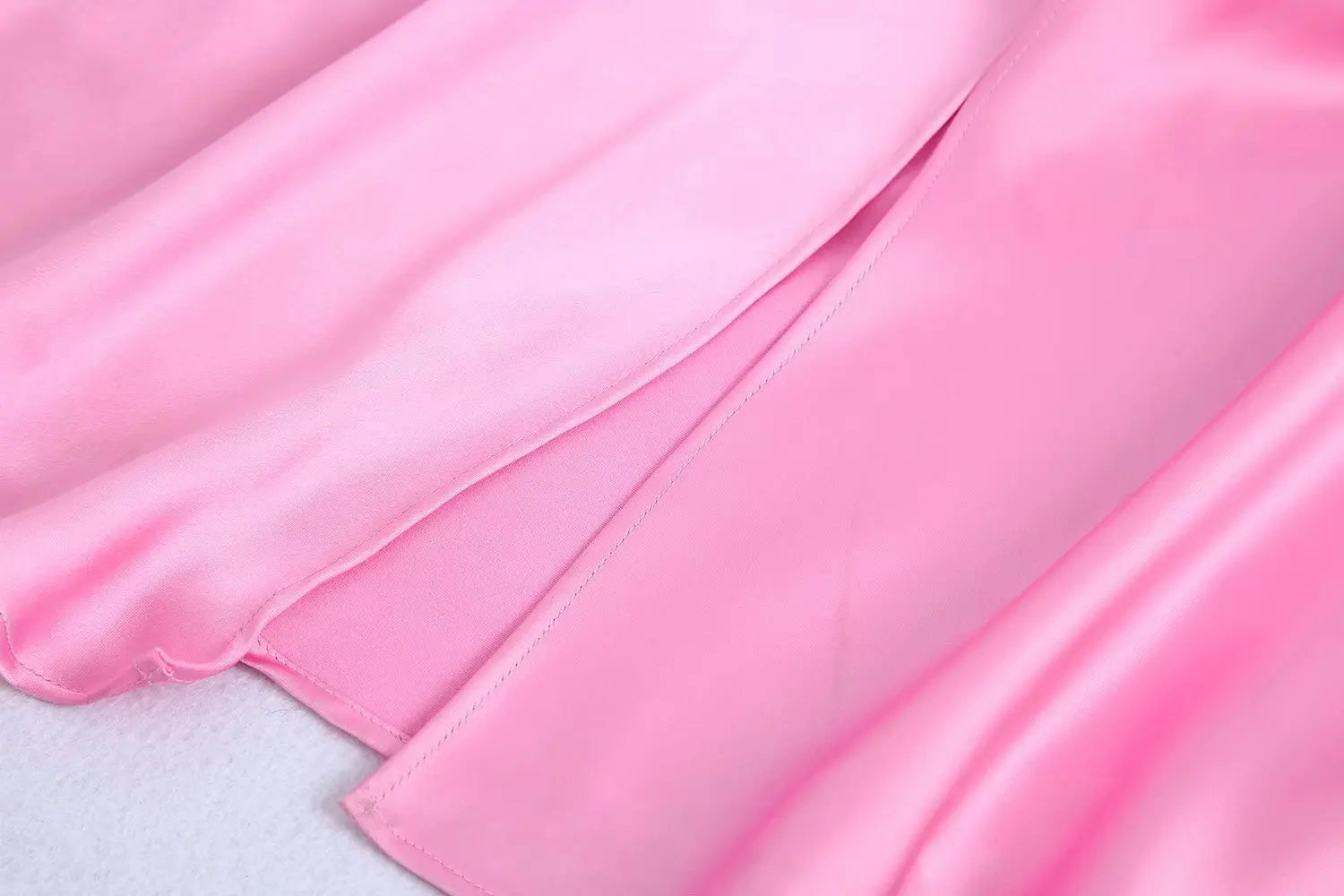 Elegant Pink Satin Cut-Out Mid-Calf Dress for Women - Image 24