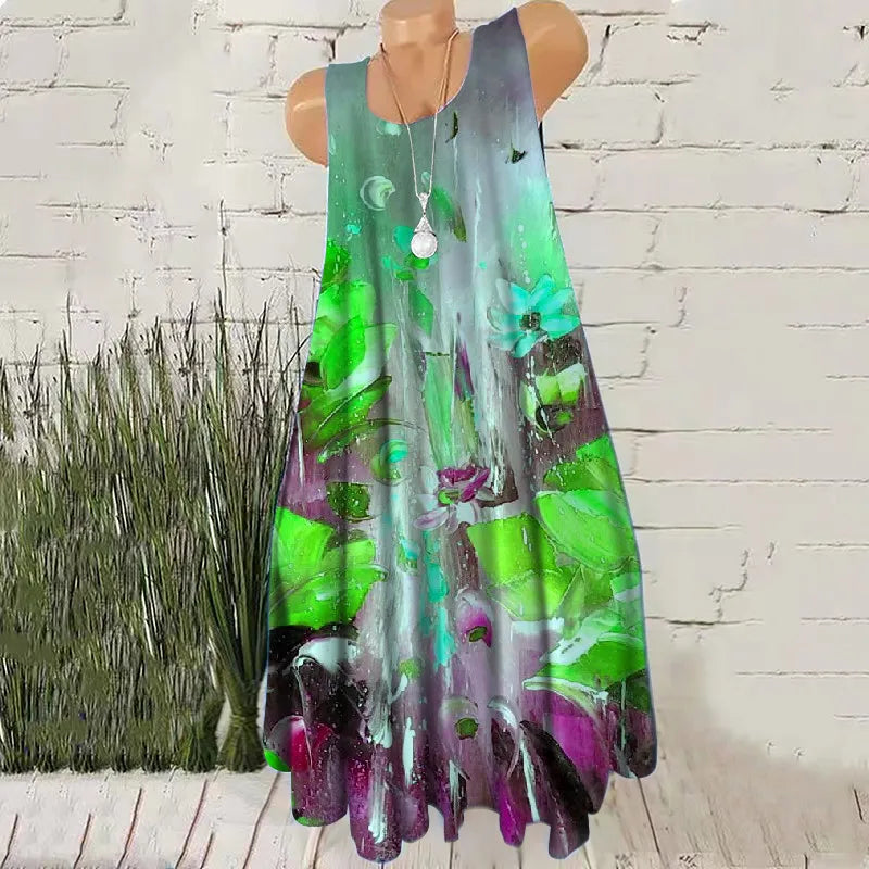 Stylish Hand-Painted Sleeveless Mini Dress for Women - Image 19