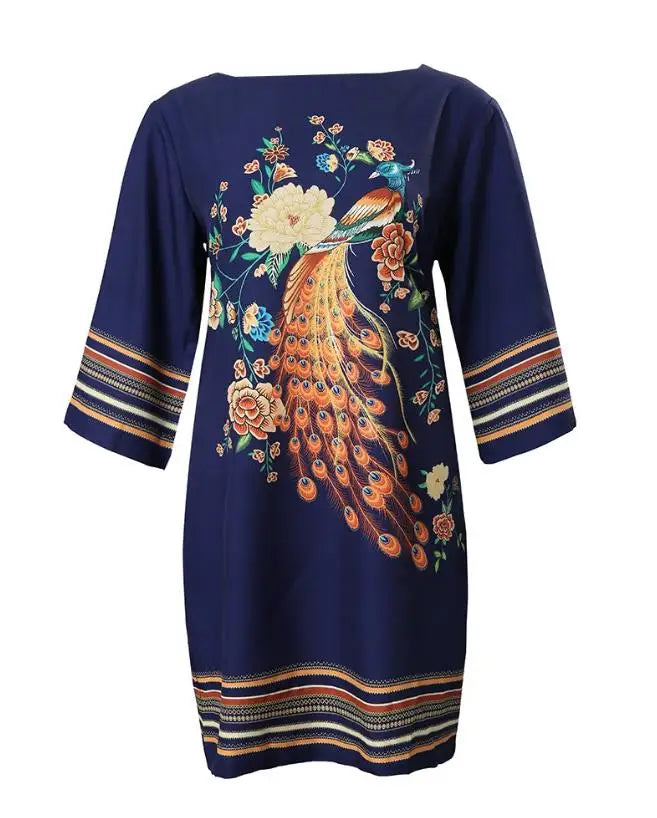 Elegant Boat Neck Casual Dress with Floral Print - Image 10