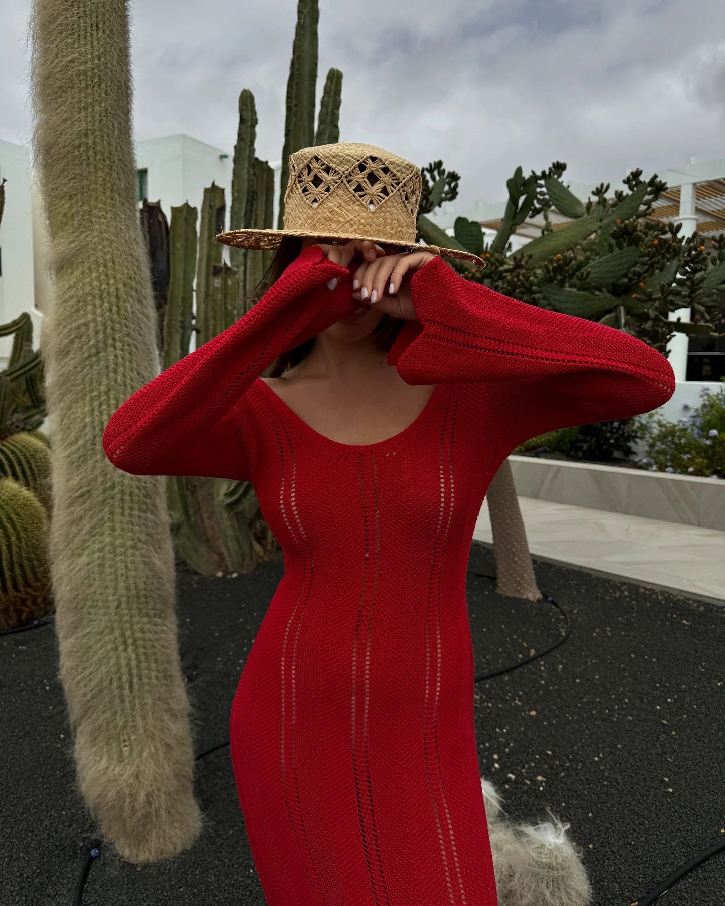 Elegant Knitted V-Neck Long Sleeve Dress for Women - Image 50