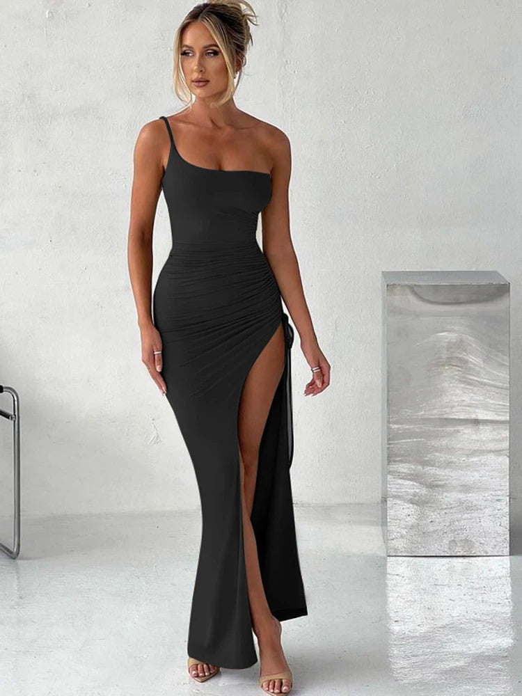 Sexy One Shoulder High Slit Maxi Dress for Women - Image 5