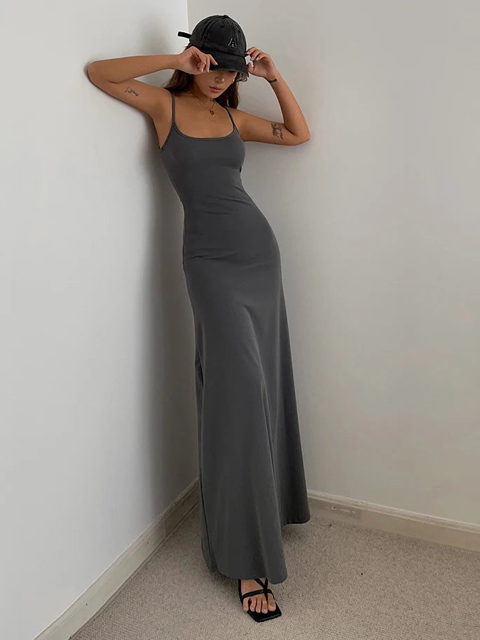 Chic Sleeveless Strap Dress - Summer Black & Grey - Image 13