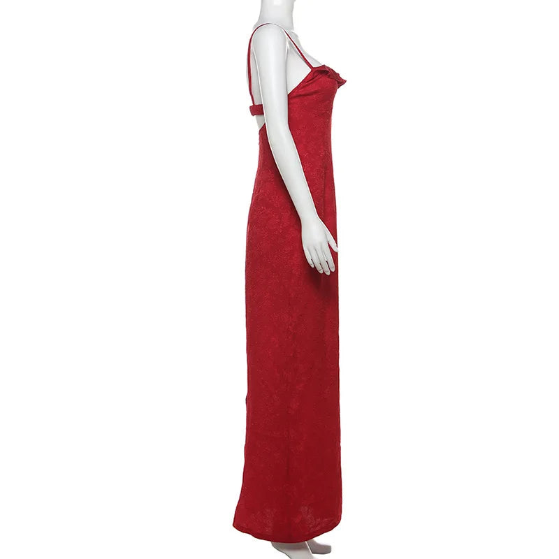 Elegant Lace Maxi Dress with Spaghetti Straps for Summer Events - Image 19
