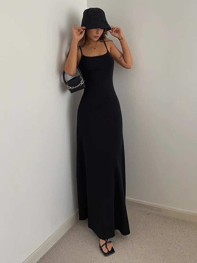 Chic Sleeveless Strap Dress - Summer Black & Grey - Image 23