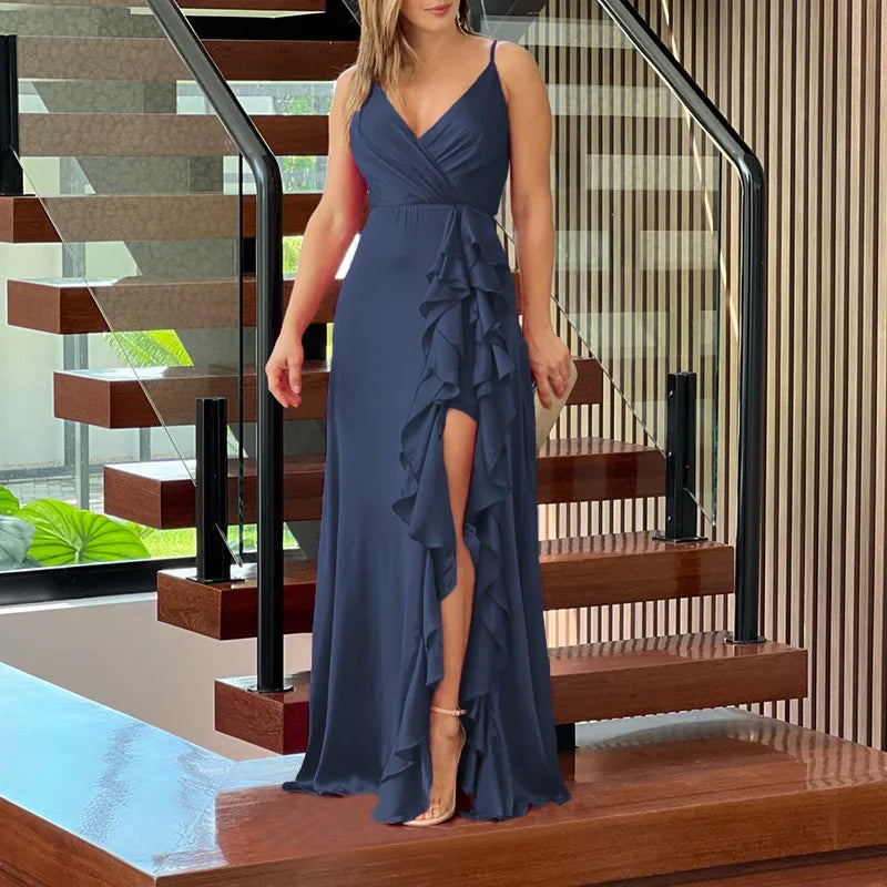 Chic Strapless Ruffled Split Maxi Dress for Summer - Image 12