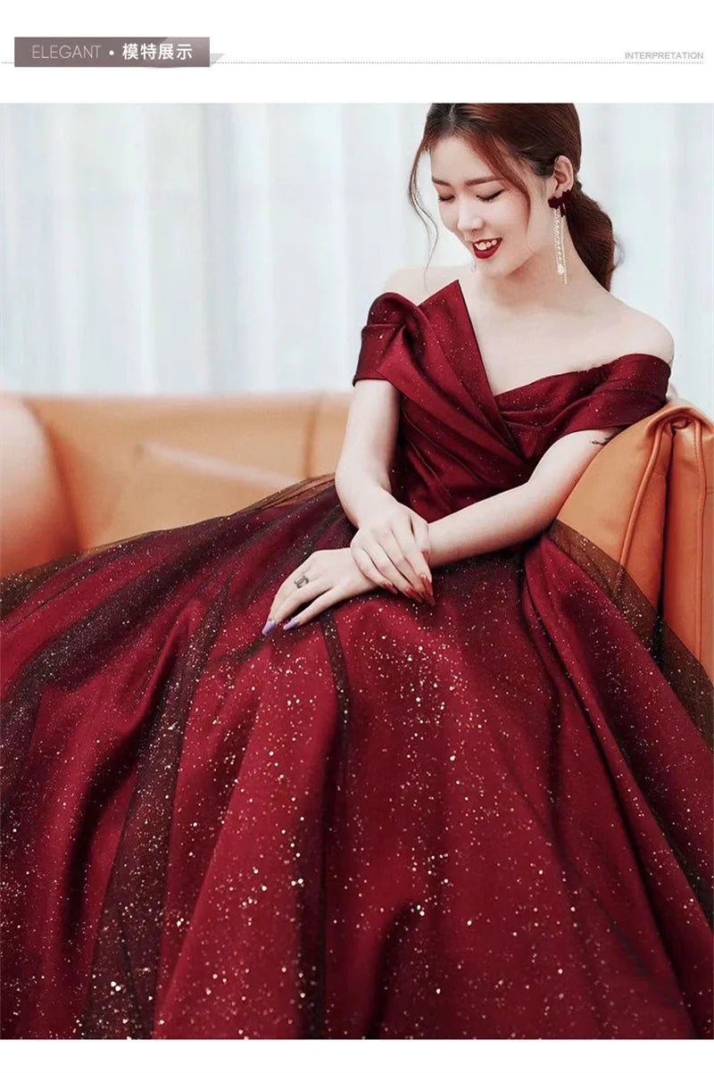 Elegant One-Shoulder Red Satin Wedding & Engagement Dress - Image 13