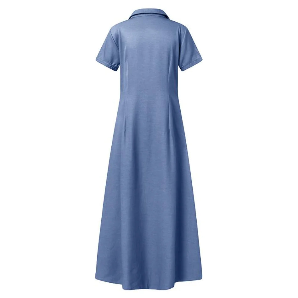 Elegant Summer Cowboy Dress with Button Design for Women - Image 17