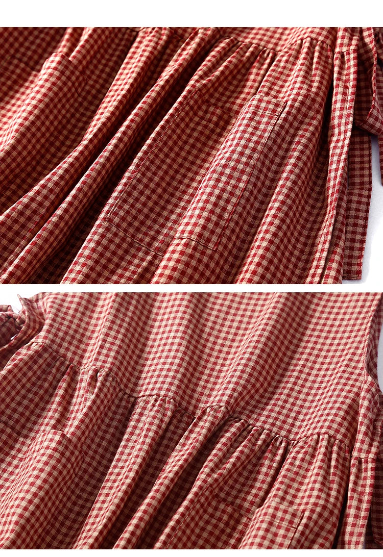 Summer Cotton Sleeveless Plaid Tank Dress for Women - Image 16