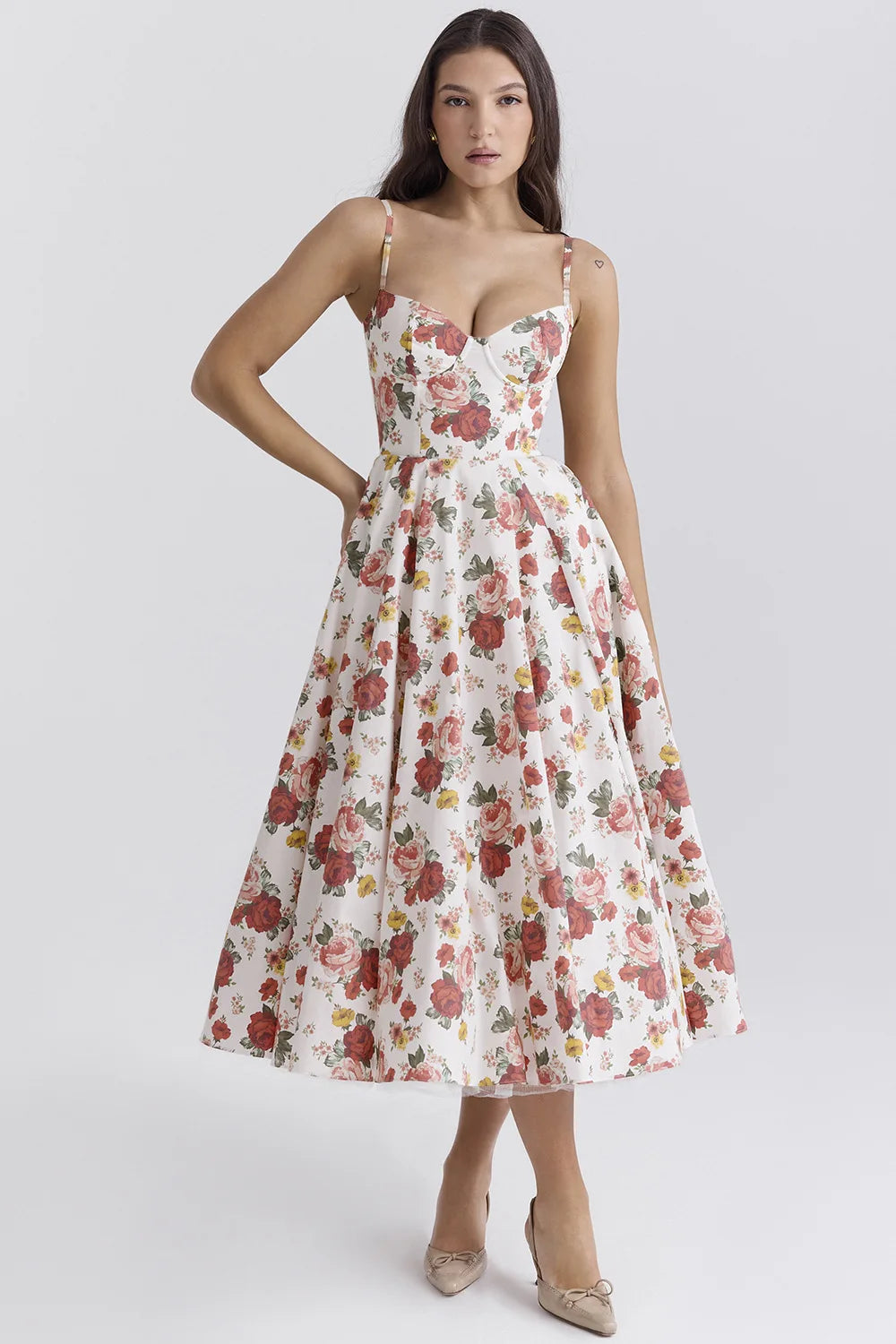 Elegant Floral Spaghetti Strap Backless Party Dress - Image 27
