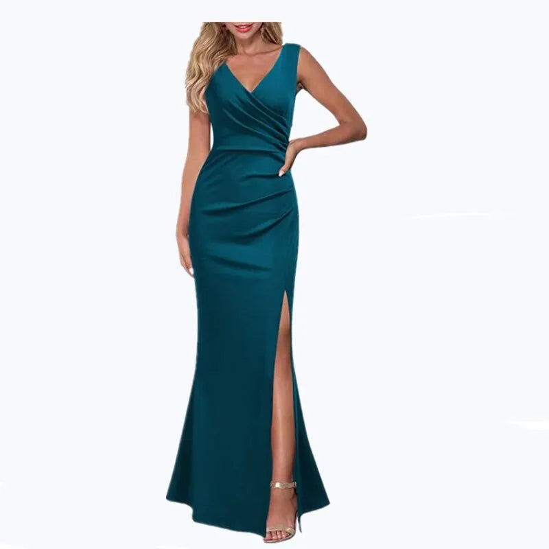 Elegant Women's Backless V-neck Sleeveless Maxi Dress - Image 23