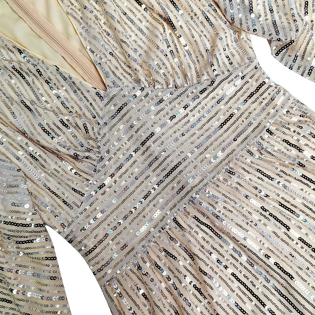 Elegant V-Neck A-Line Sequins Evening Dress for Women - Image 49
