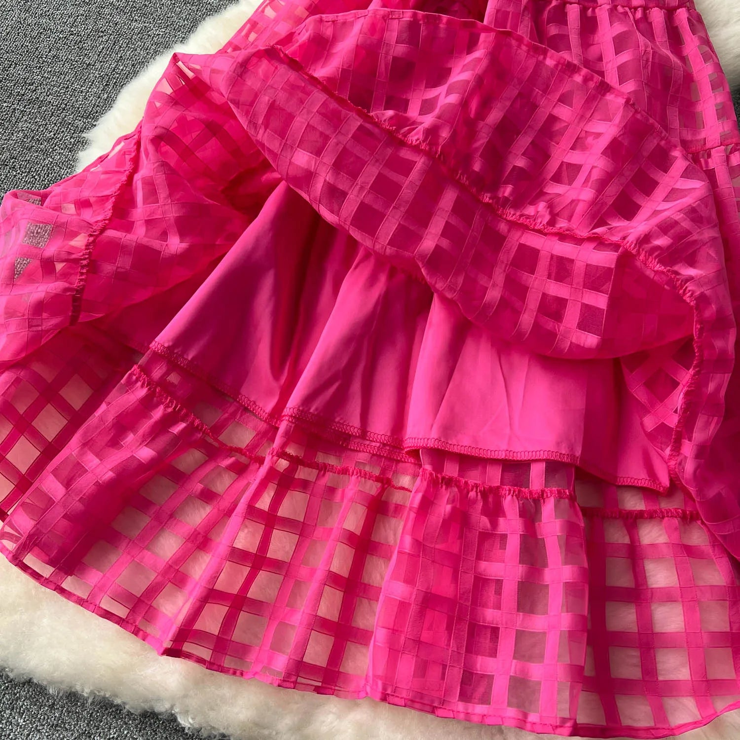 French Vintage Square Collar Puff Sleeve Summer Dress - Image 3