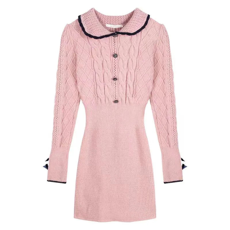 Elegant Red Hooded Knit Dress for Women - Image 25