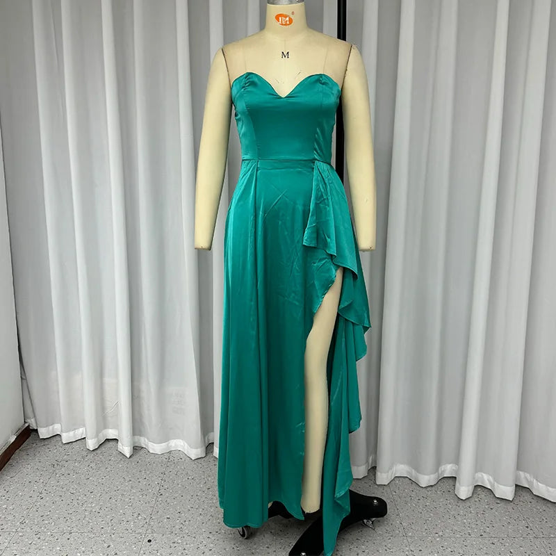 Elegant Summer Off-Shoulder Dress with Irregular Slit - Image 4