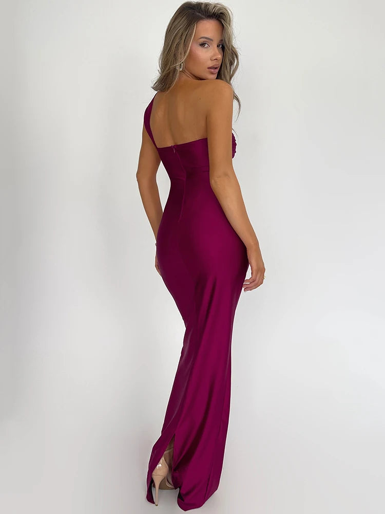 Elegant Strapless Backless One-Shoulder Maxi Dress for Parties - Image 3