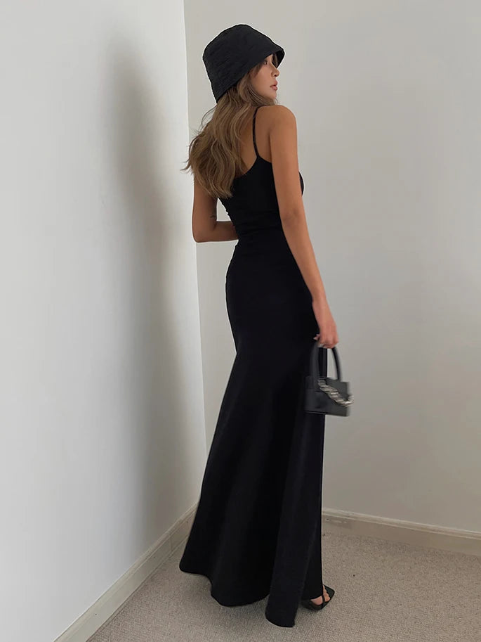 Chic Sleeveless Strap Dress - Summer Black & Grey - Image 28