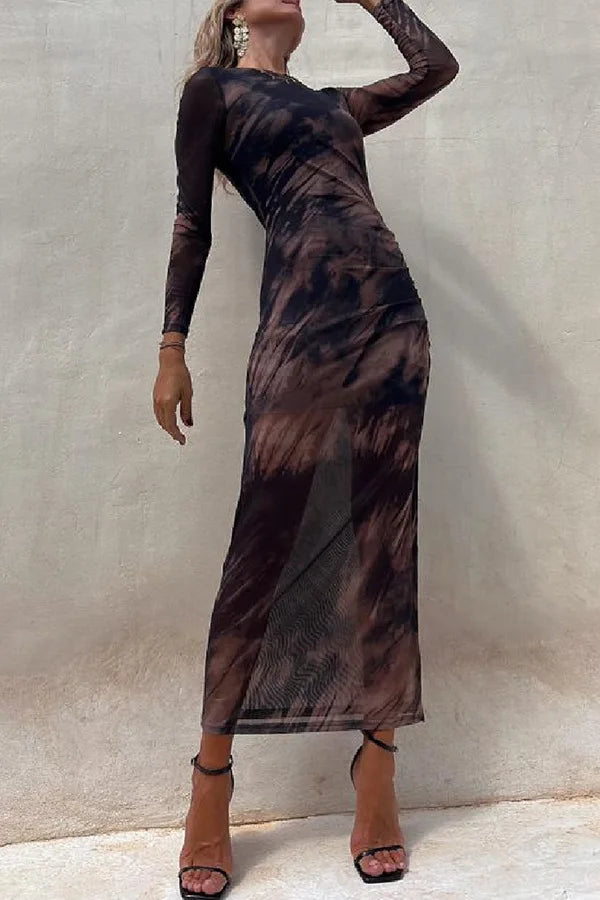 Chic Long Sleeve Mesh Dress for Women - Spring & Autumn - Image 23