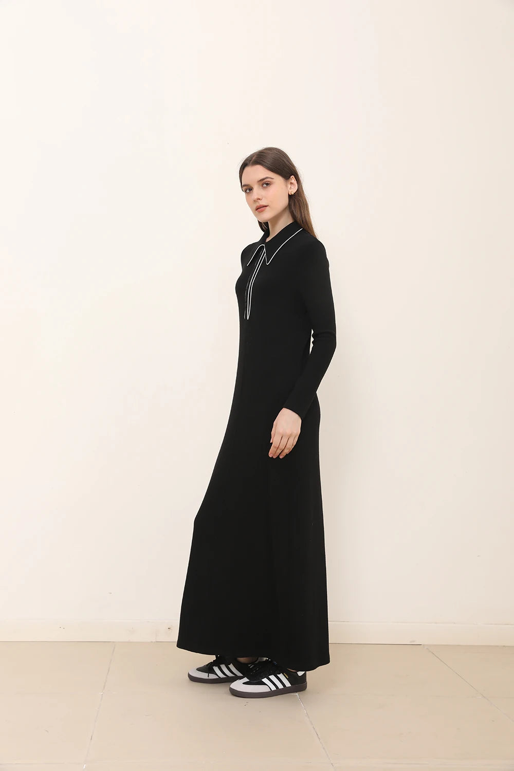 Chic Turn Down Collar Maxi Dress for Women - Image 14