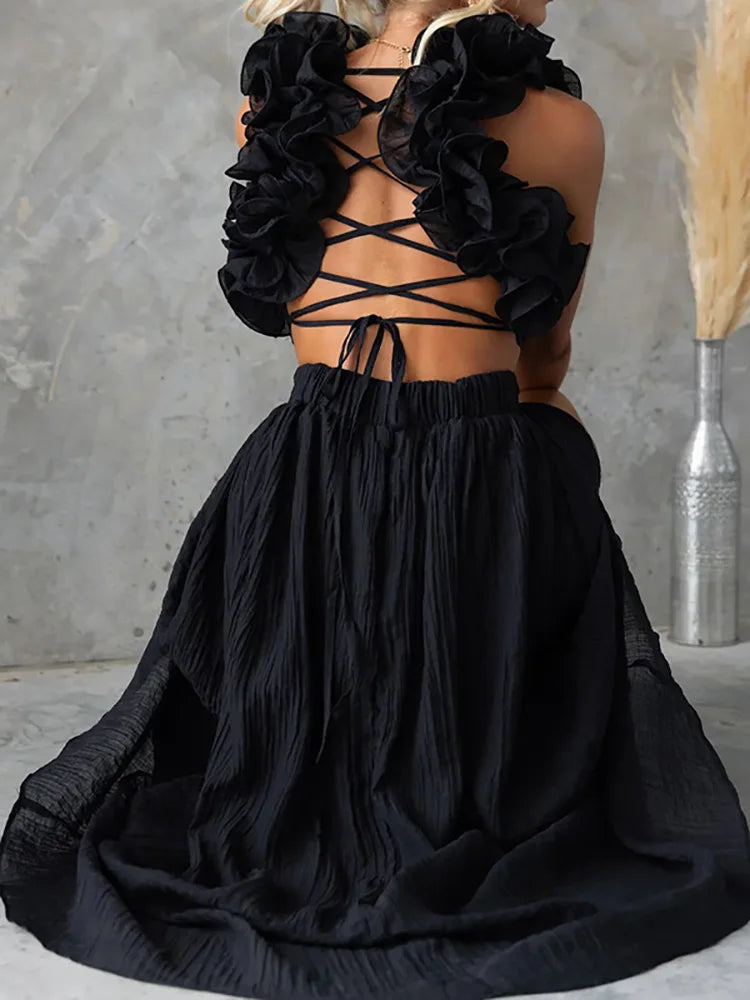 Elegant V-Neck Sleeveless Maxi Dress for Summer Parties - Image 8