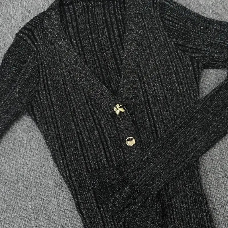 Chic V-Neck Flared Sleeve Sweater Dress for Women - Image 28