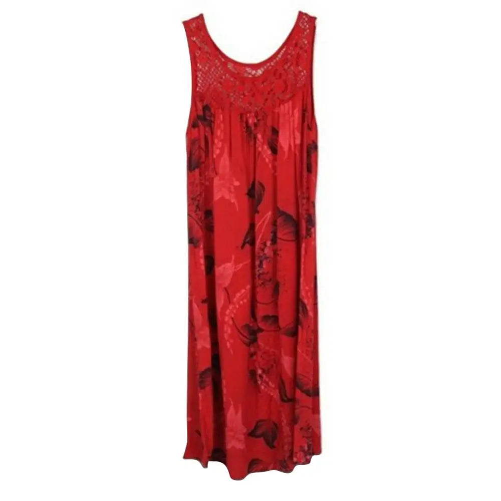 Plus Size Floral Lace O-Neck Sleeveless Summer Tank Dress - Image 4