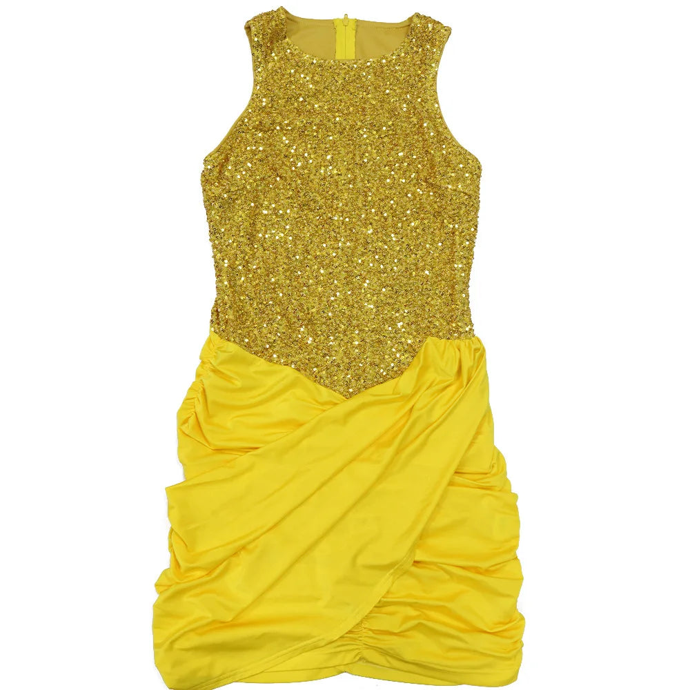 Chic Yellow Sequin Bodycon Dress for Special Occasions - Image 23