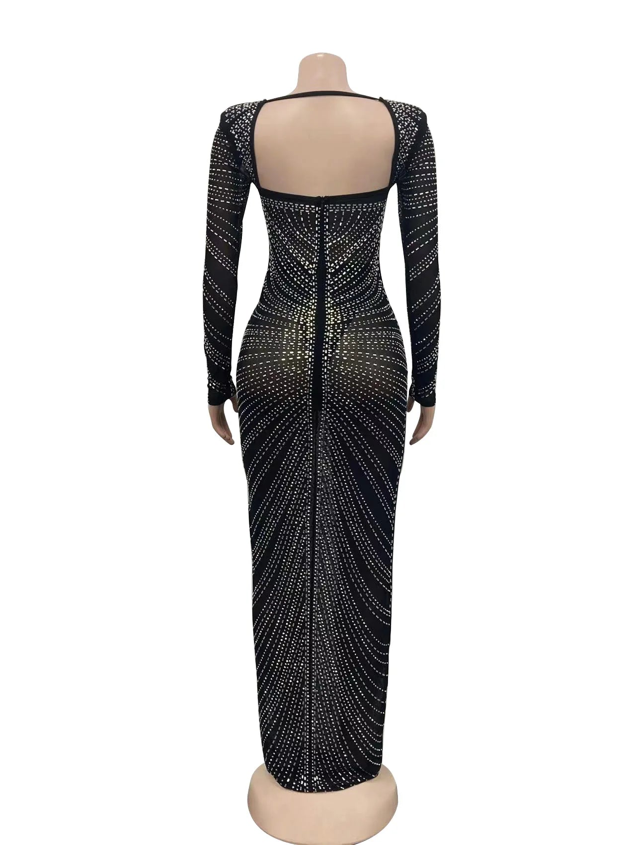 Glitter Mesh See-Through Maxi Dress for Women - Image 25