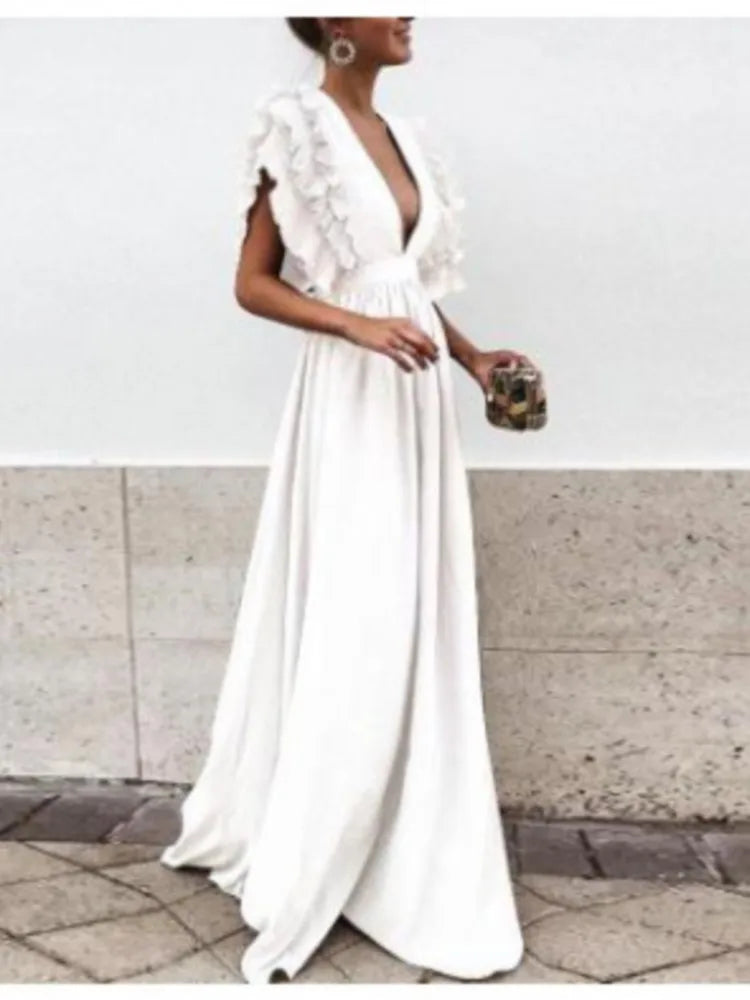 Elegant Deep V-Neck Backless Swing Dress for Parties - Image 14