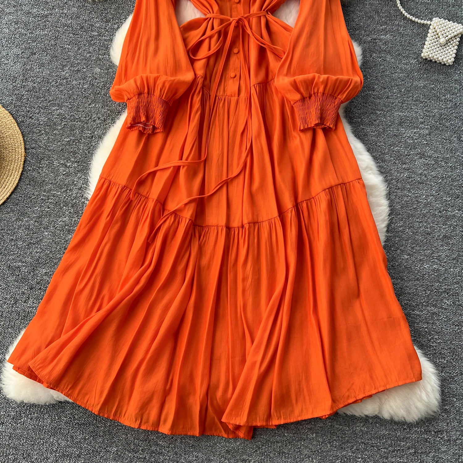 Elegant A-Line Beach Dress with Loose O-Neck Sleeves - Image 33
