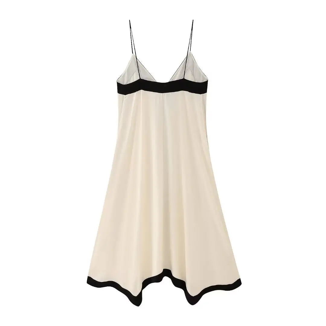 Chic Patchwork Color Suspender Dress for Parties - Image 5