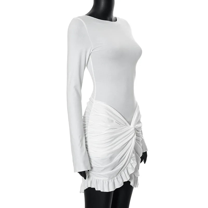 Pleated Twist Mini Bodycon Dress for Women – Autumn Fashion - Image 13