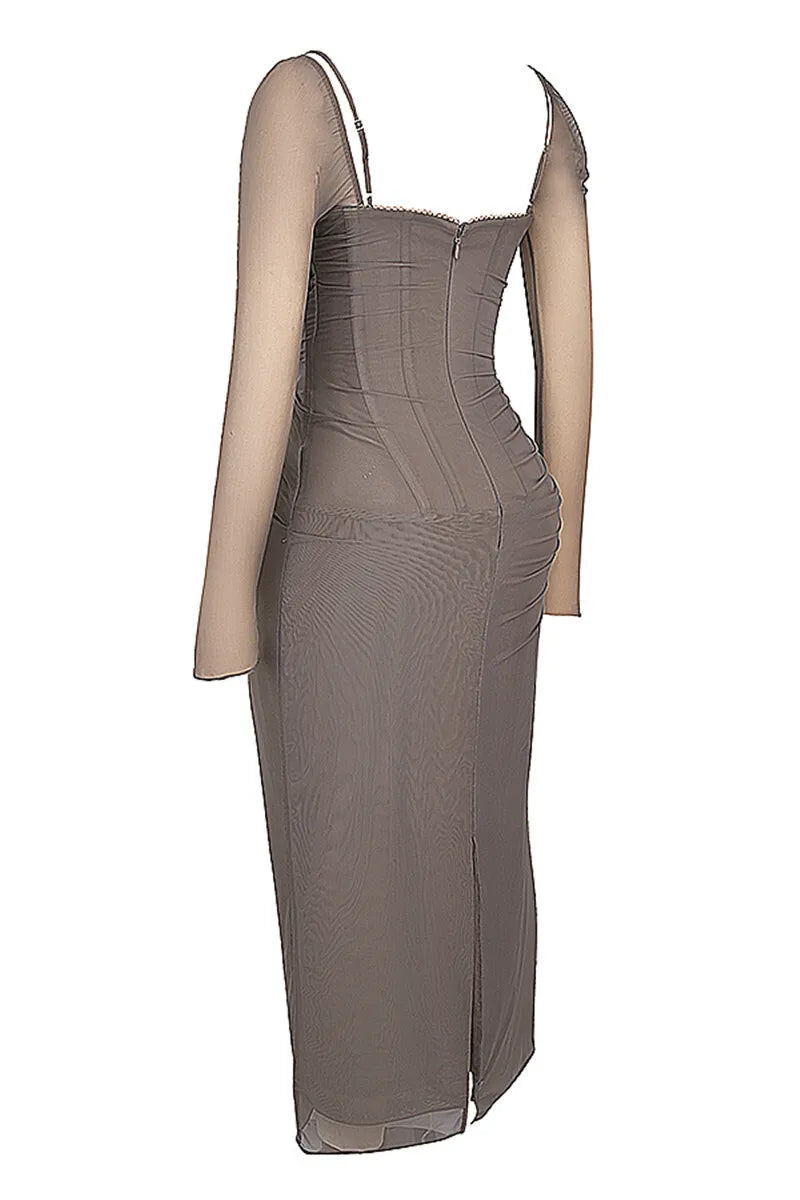 Elegant Sheer Long Sleeve Backless Maxi Dress for Women - Image 40