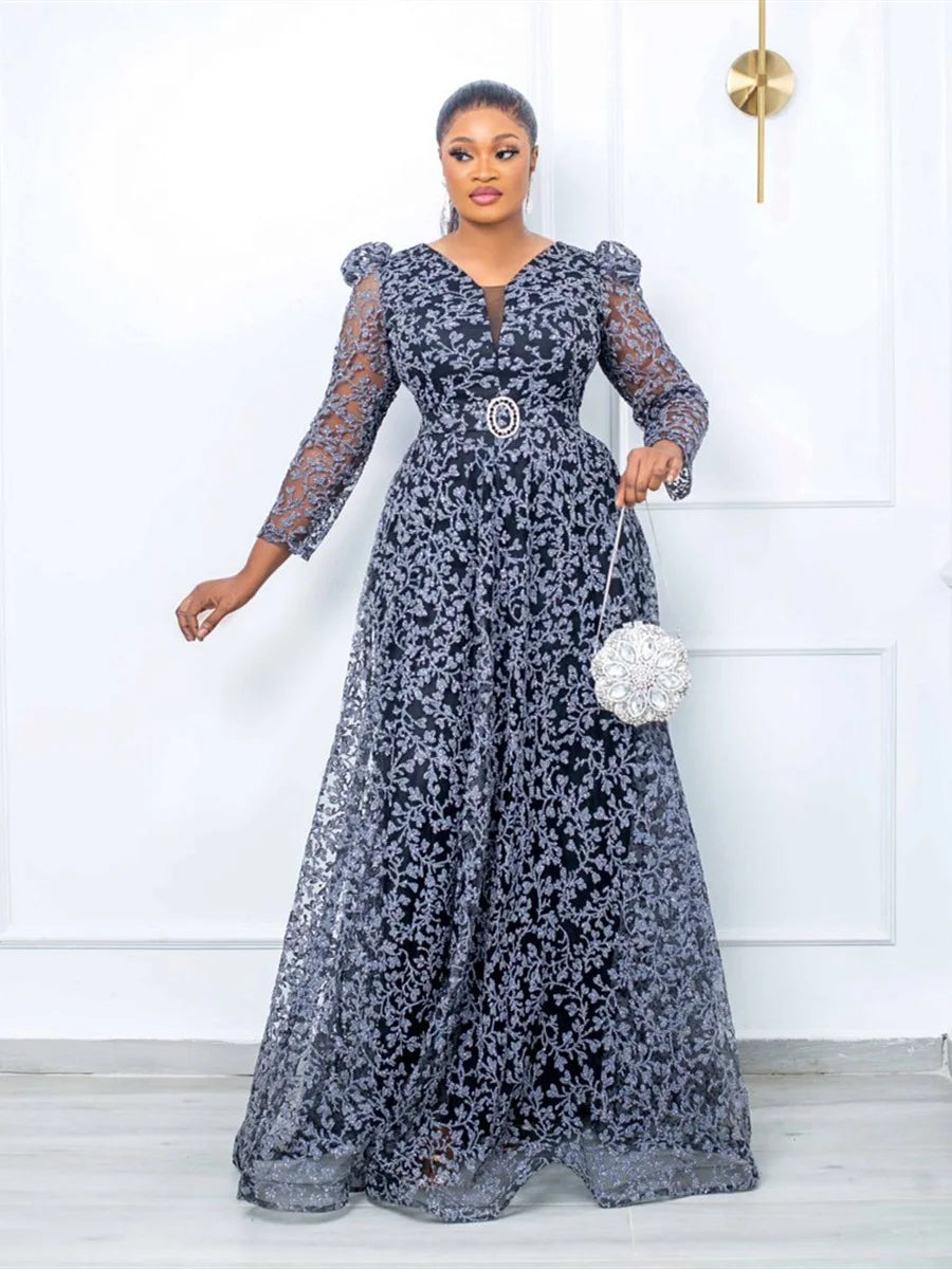 Elegant A-Line V Neck Long Dress for Women - Image 10