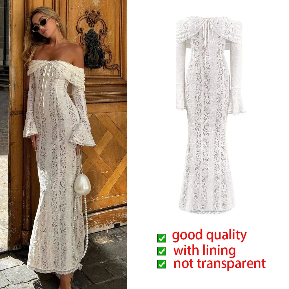 Elegant Flare Sleeve Lace Maxi Dress for Autumn Events - Image 10