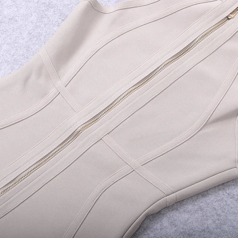 Elegant Apricot Bandage Midi Dress for Cocktail Parties - Image 18