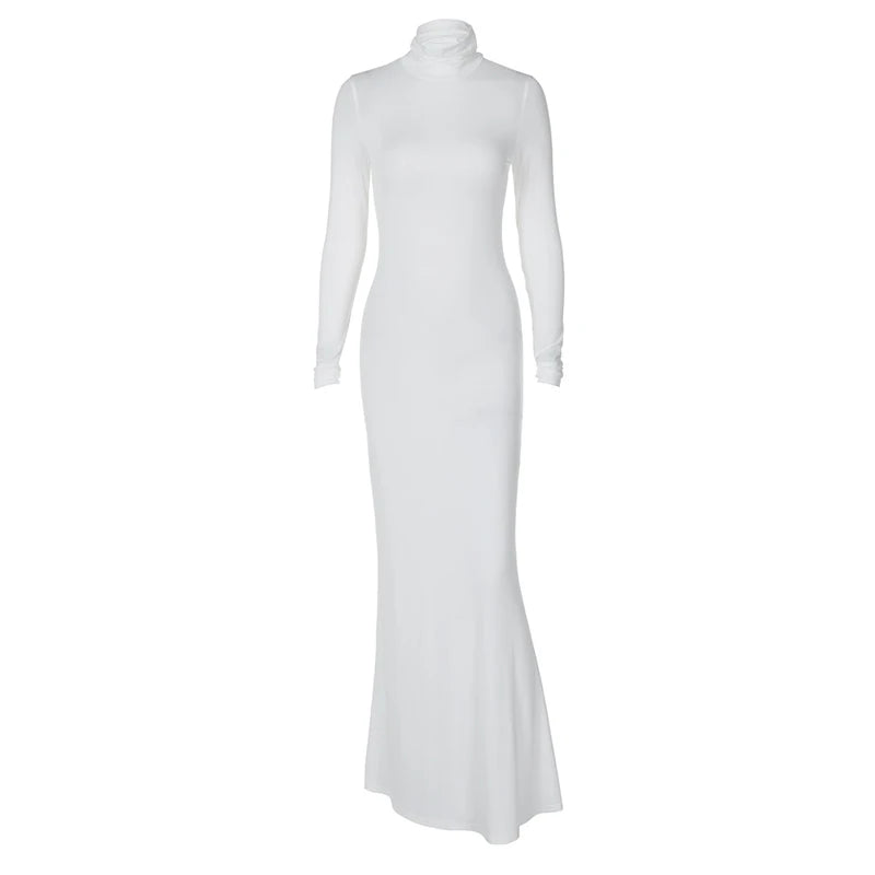 Stylish Long Sleeve Turtleneck Maxi Dress for Women - Image 28