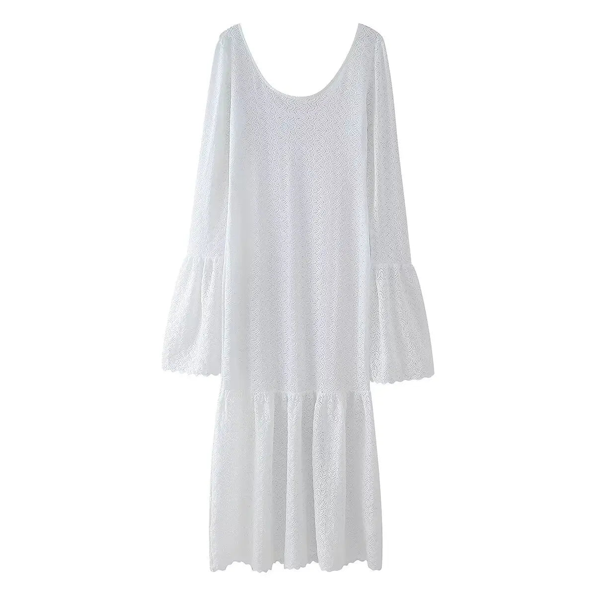 Chic Hollow Out Maxi Dress with Flare Sleeves - Image 14