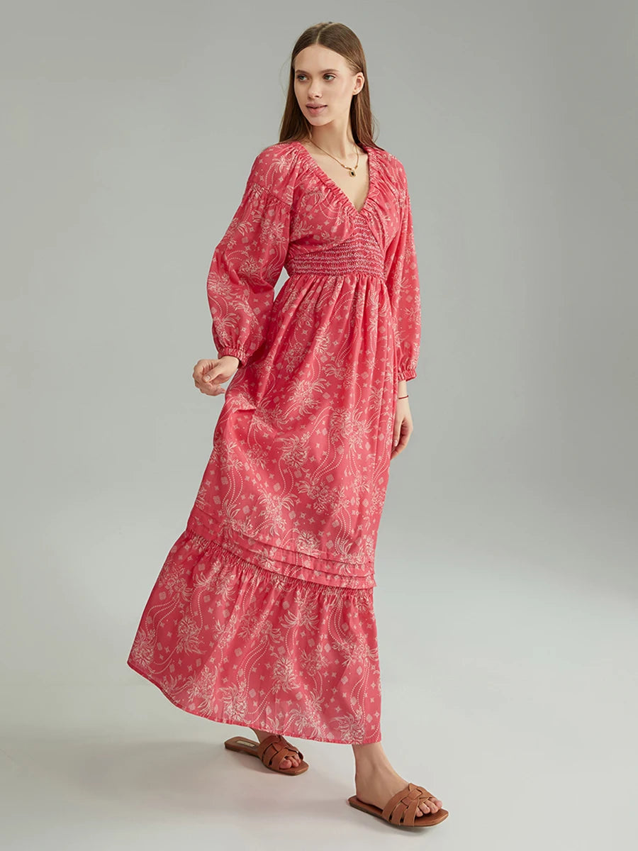Bohemian Floral Print Flowy Beach Dress for Women - Image 32