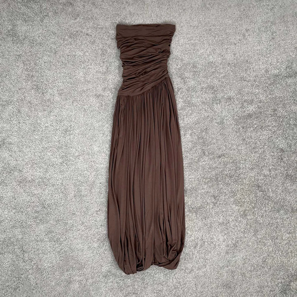 Elegant Y2K Pleated Long Dress for Summer Vibes - Image 8