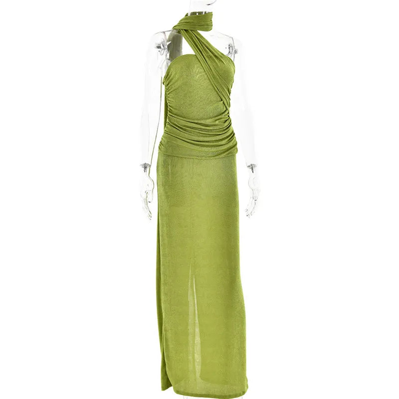 Elegant Halter Backless Maxi Dress for Women - Sleeveless Party Wear - Image 15