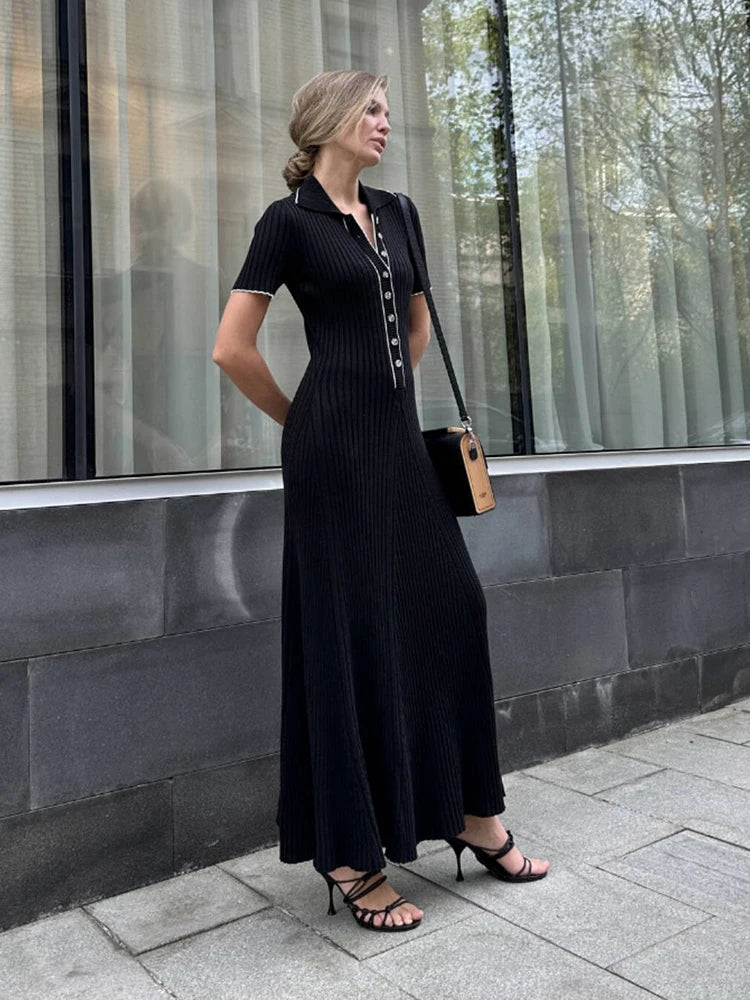 Elegant V-Neck Denim Patchwork Bodycon Dress with Pockets - Image 4